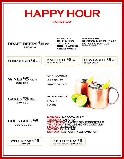 happy hour menus near me.